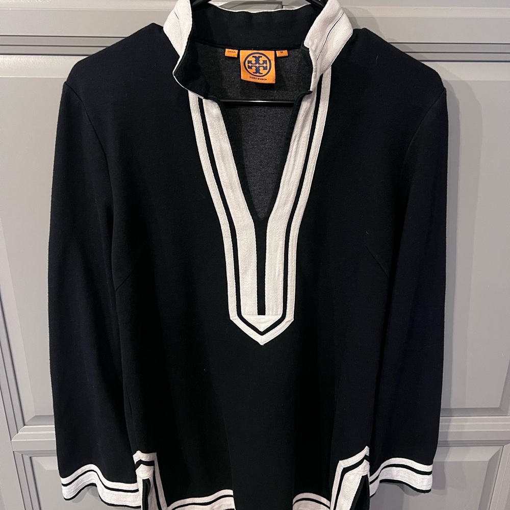 Tory Burch Black Tunic with White Detailing